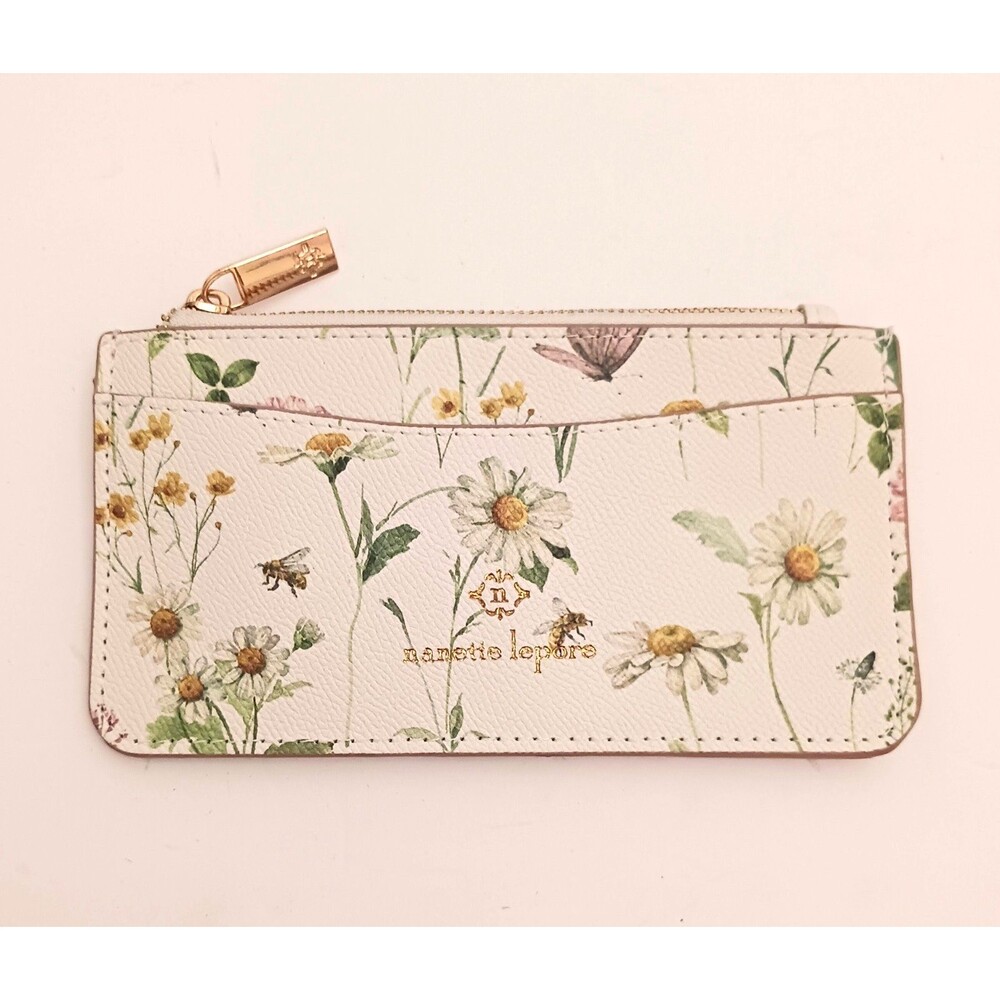 NEW Nanette Lepore Card Case Wallet Ivory Floral Print 6.5X3.5